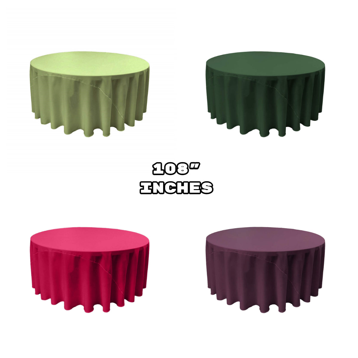 108" Round Tablecloth With Seams Polyester Poplin / Party Supply / Choose Size Below.