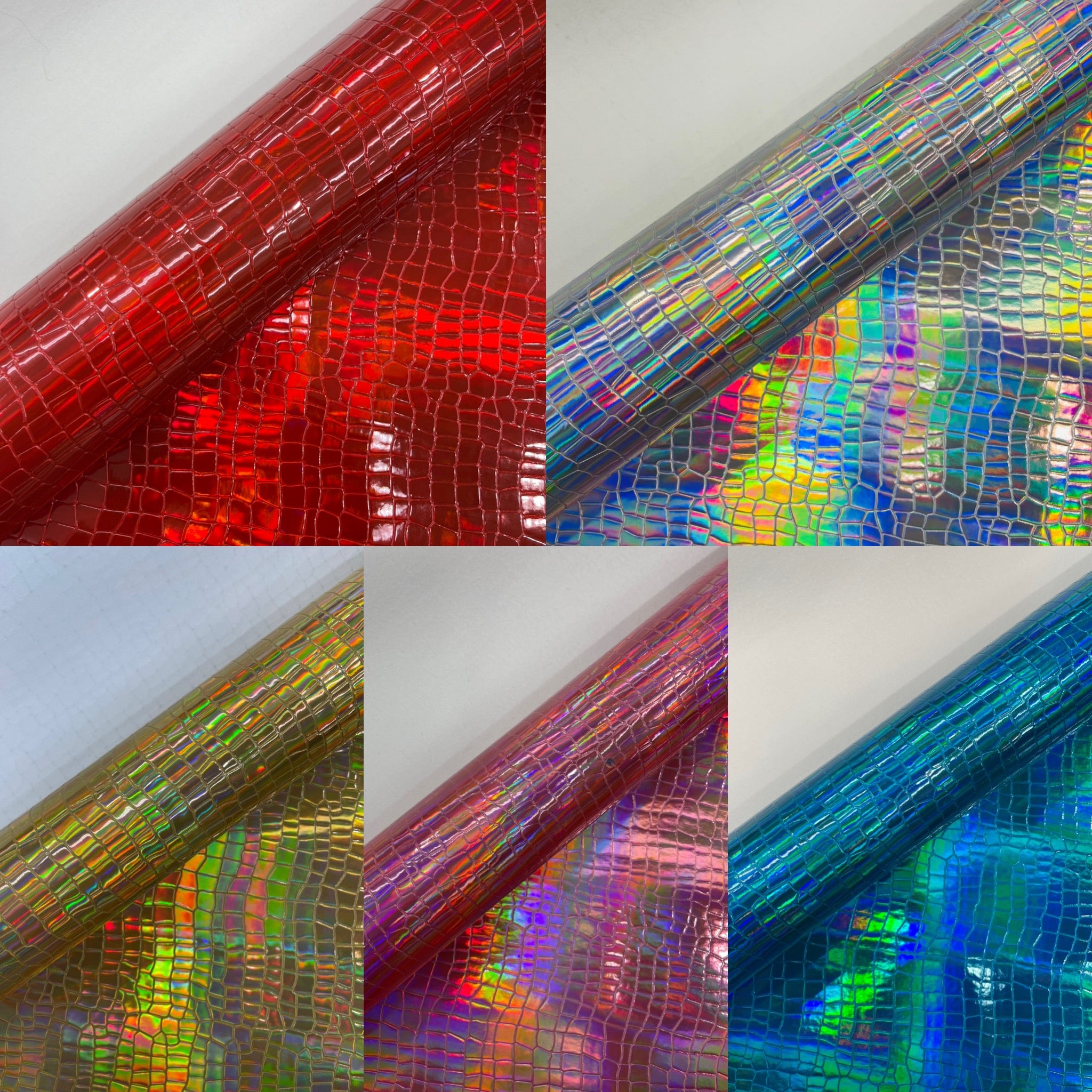 Crocodile Embossed PVC Holographic Vinyl Fabric / Upholstery Crafting Accessories Applications