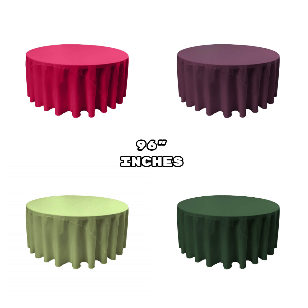 96" Round Tablecloth With Seams Polyester Poplin / Party Supply / Choose Size Below.