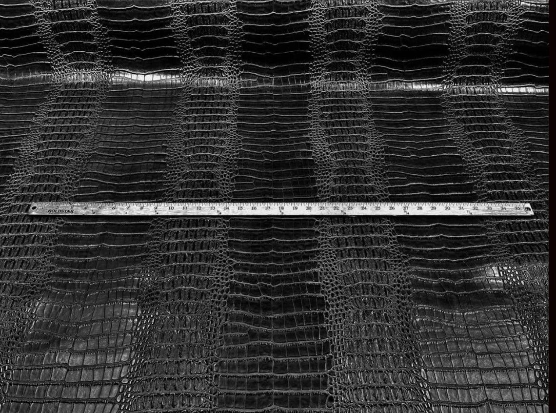 Faux Crocodile Skin Vinyl Fabric - Black - High Quality Vinyl Crocodile Animal Print Fabric By Yard