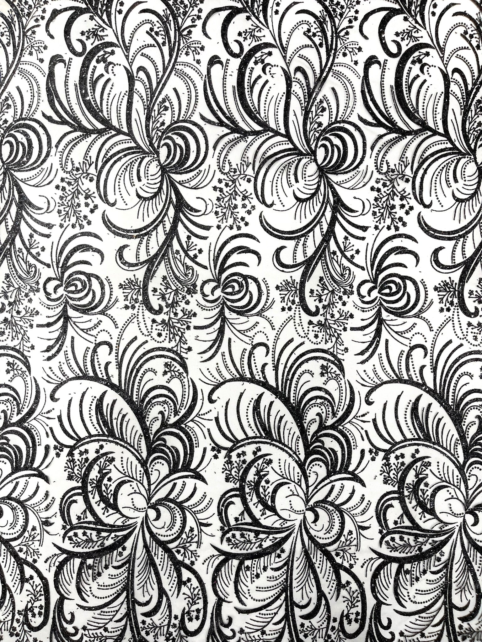 Palm Glitter Vine Design On A Mesh Lace Fabric 58"' Wide Prom.