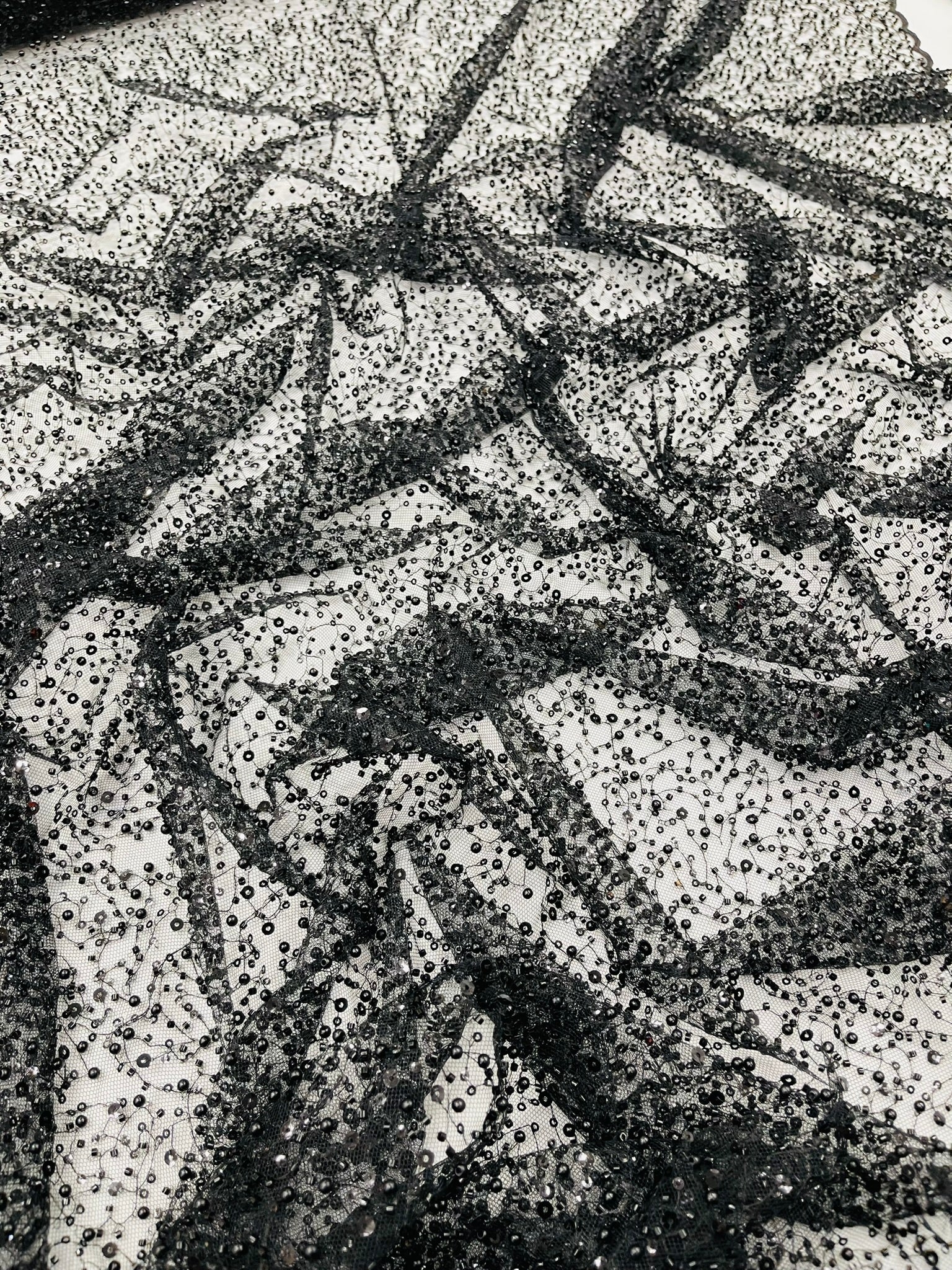 All Over Luxury Beaded Mesh with Pearls, Sequins for Wedding Dresses, Prom Gowns