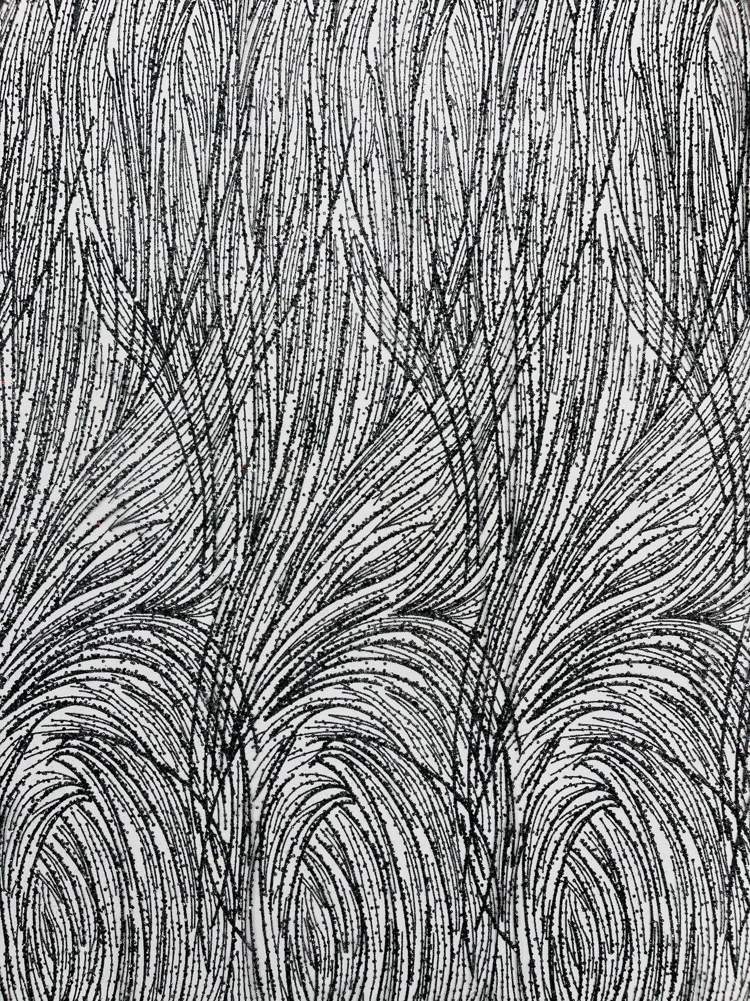 Fashion Glitter Design On A Mesh Lace Fabric/Prom.