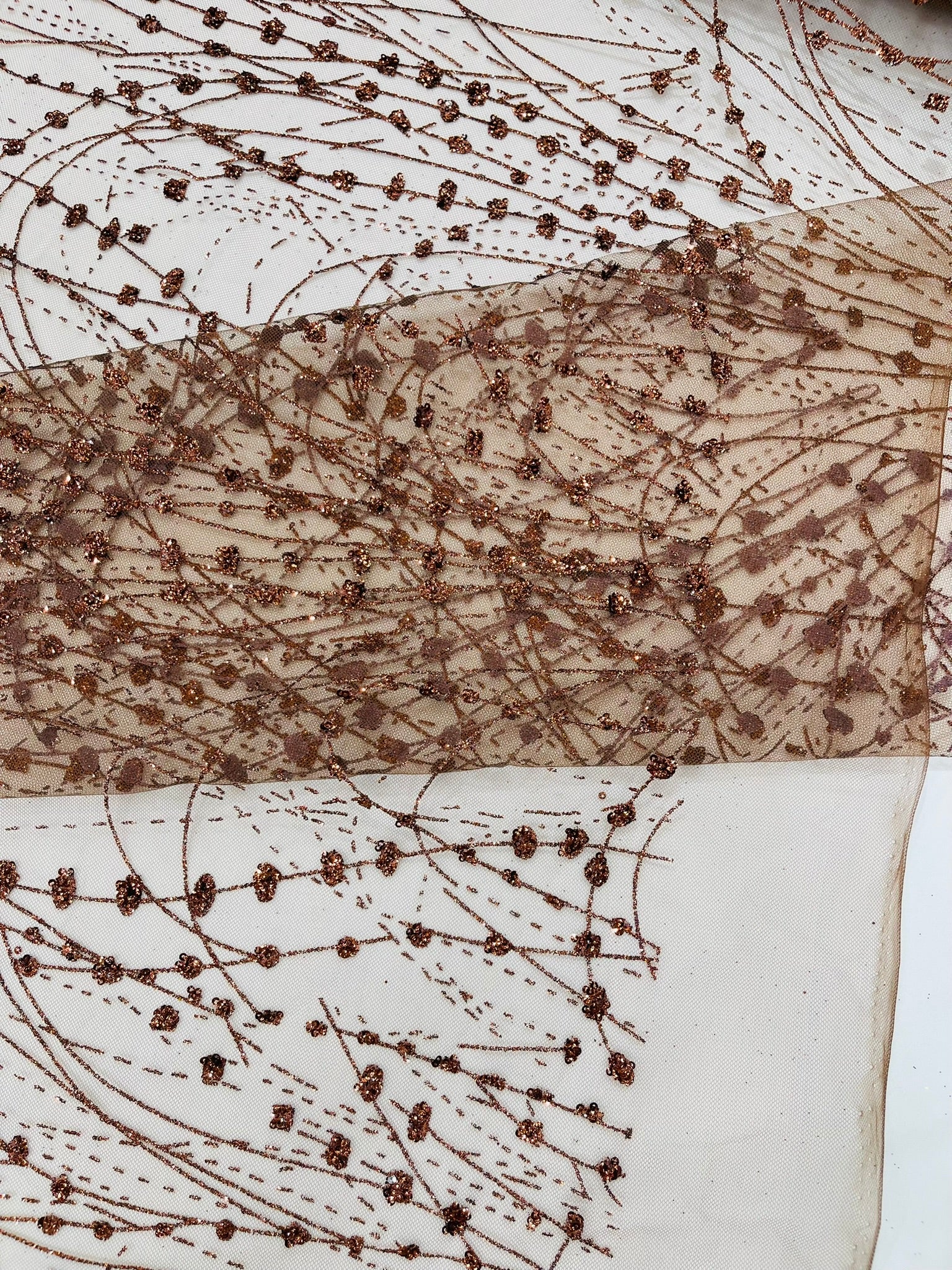 Glitter Galaxy Design On A Mesh Lace Fabric/Prom.