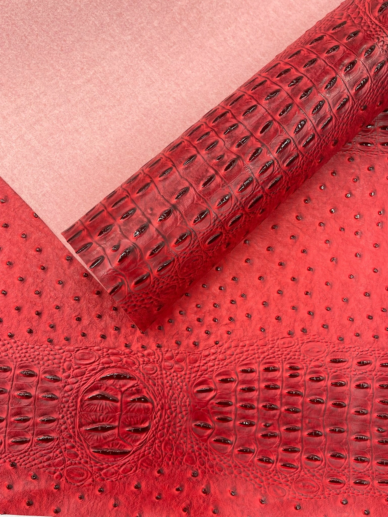 Ostrich Embossed Vinyl Fabric By The Yard / 2 Tone Crocodile Ostrich Vinyl Leather 54" Wide