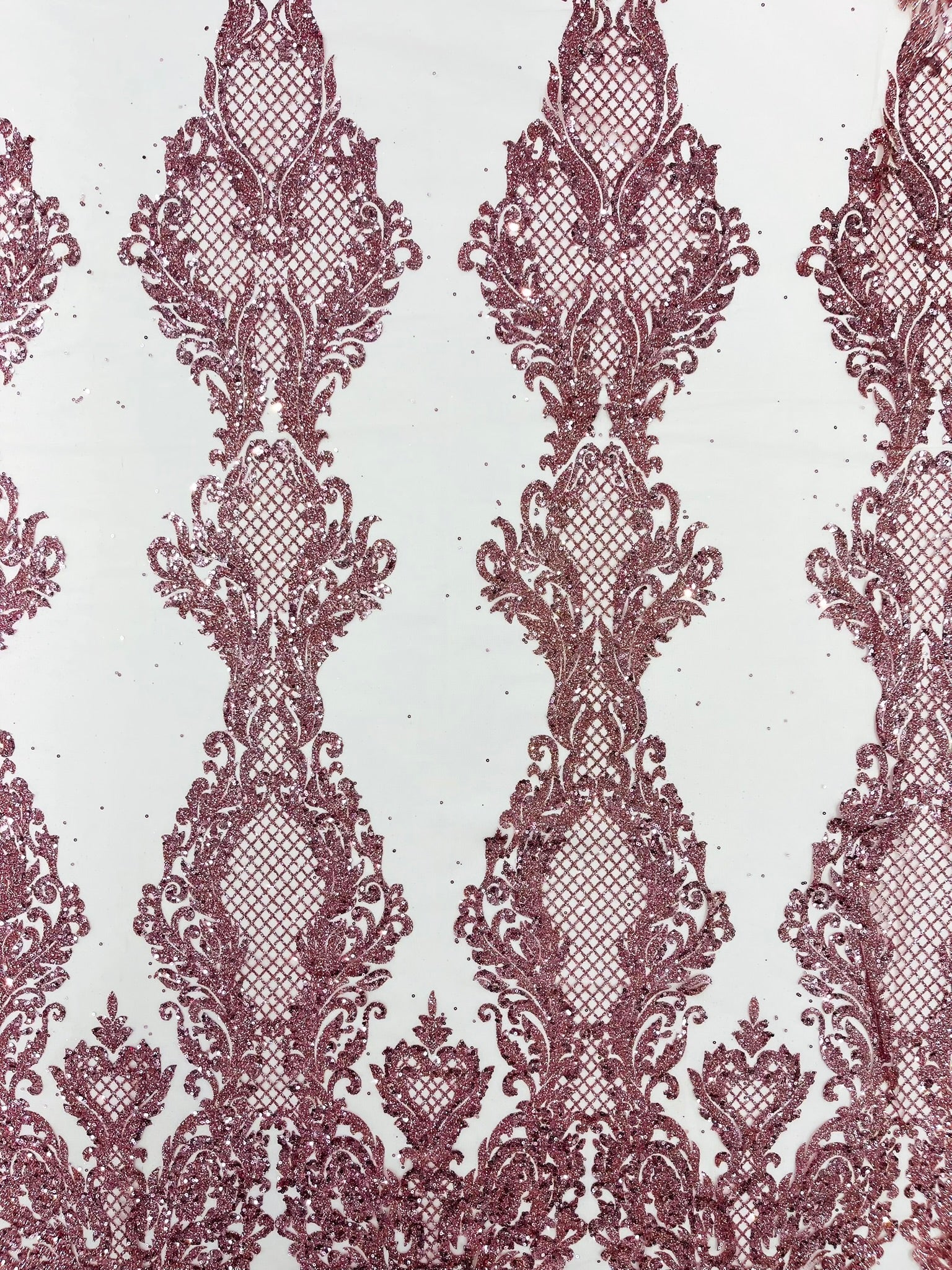 Glitter Tower Damask Design Fabric| 58” Wide| Quinsiañera Dresses.