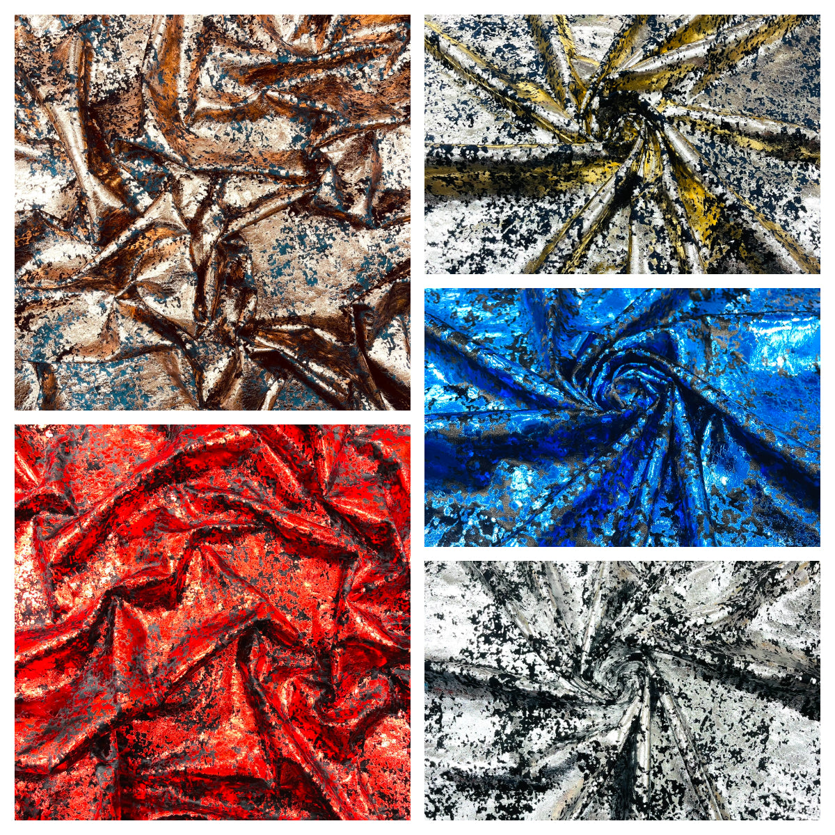 Velvet stretch splatter foil design/4-way stretch fabric- Sold by the yard