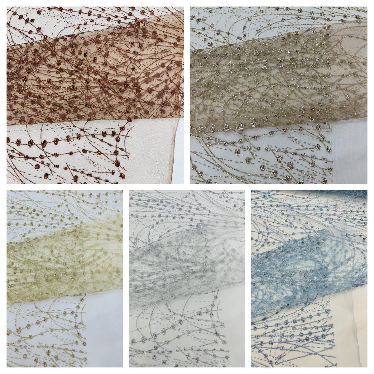 Glitter Galaxy Design On A Mesh Lace Fabric/Prom.