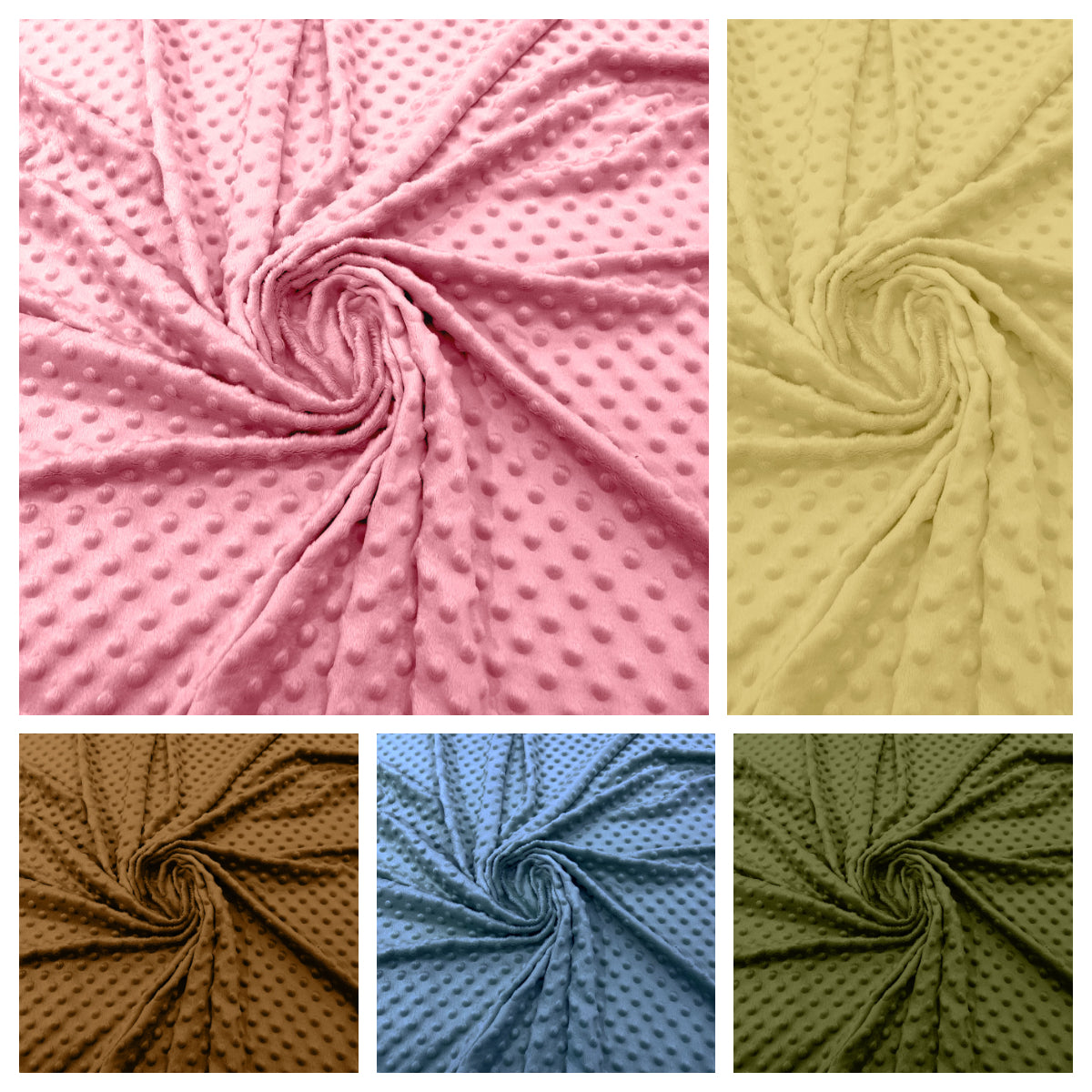 100% Polyester Minky Dimple Dot Soft Cuddle Fabric SEW Craft. 58" Wide Sold by Yard.