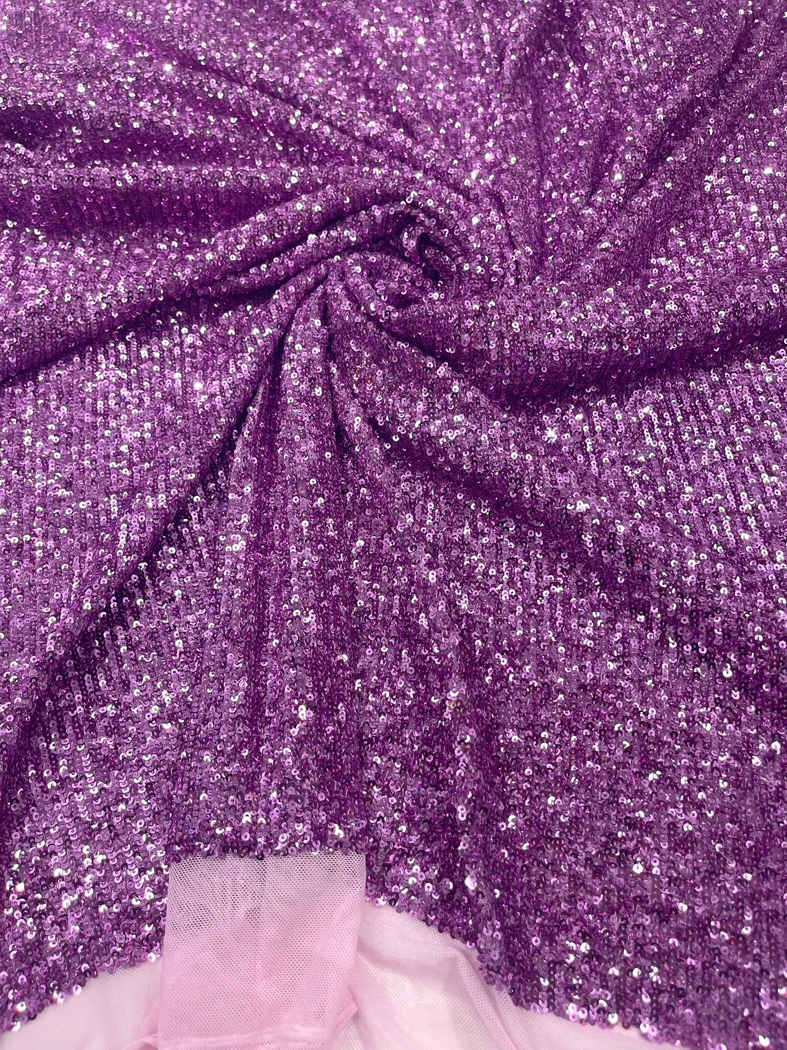 Chain shiny clear sequins design on a 4 way stretch mesh fabric -Sold by the yard.