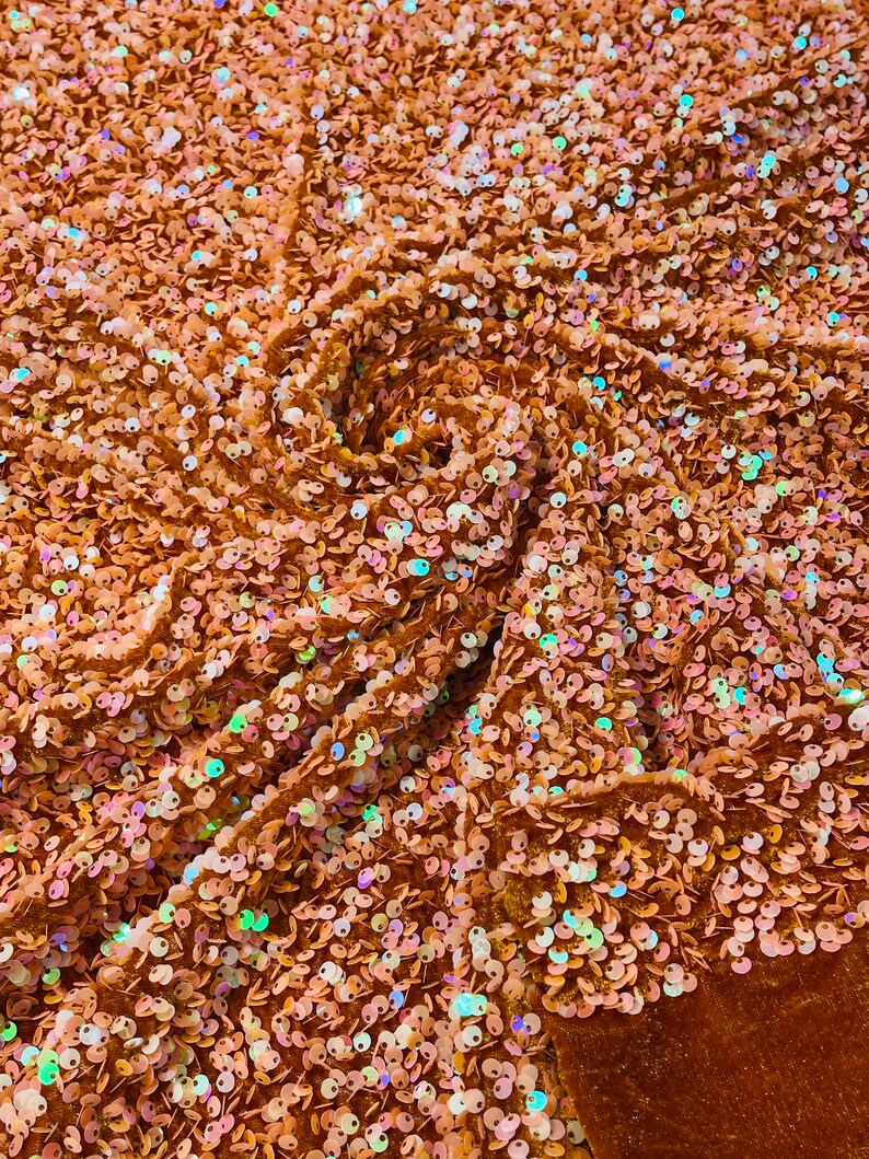 Sequin Velvet Stretch 5mm fabric 58"Wide-Prom-Nightgown fabric- Sold by the yard.