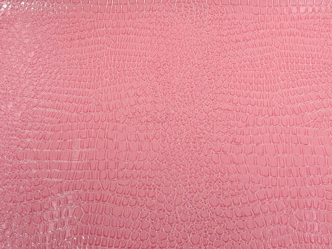 Faux Alligator Skin Vinyl Fabric - Pink - High Quality Vinyl Alligator Animal Print Fabric By Yard