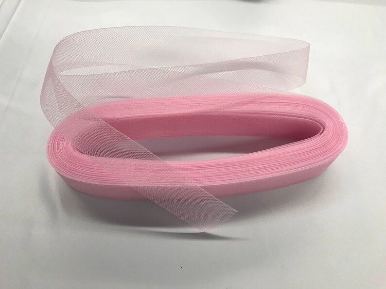 Pink Crinoline horsehair braid trim 2 inch -sold by the yard.
