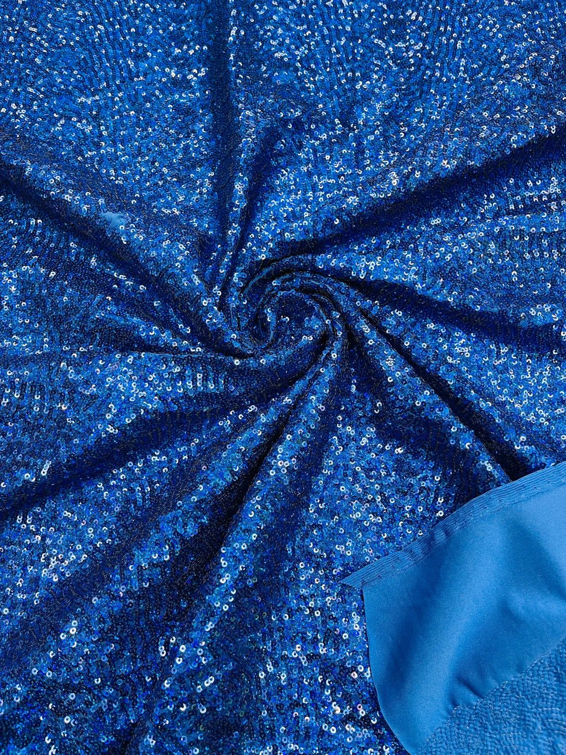 Mini Glitz Sequins on Milliskin - Royal Blue - 4 Way Stretch Milliskin Stretch Spandex Fabric by Yard