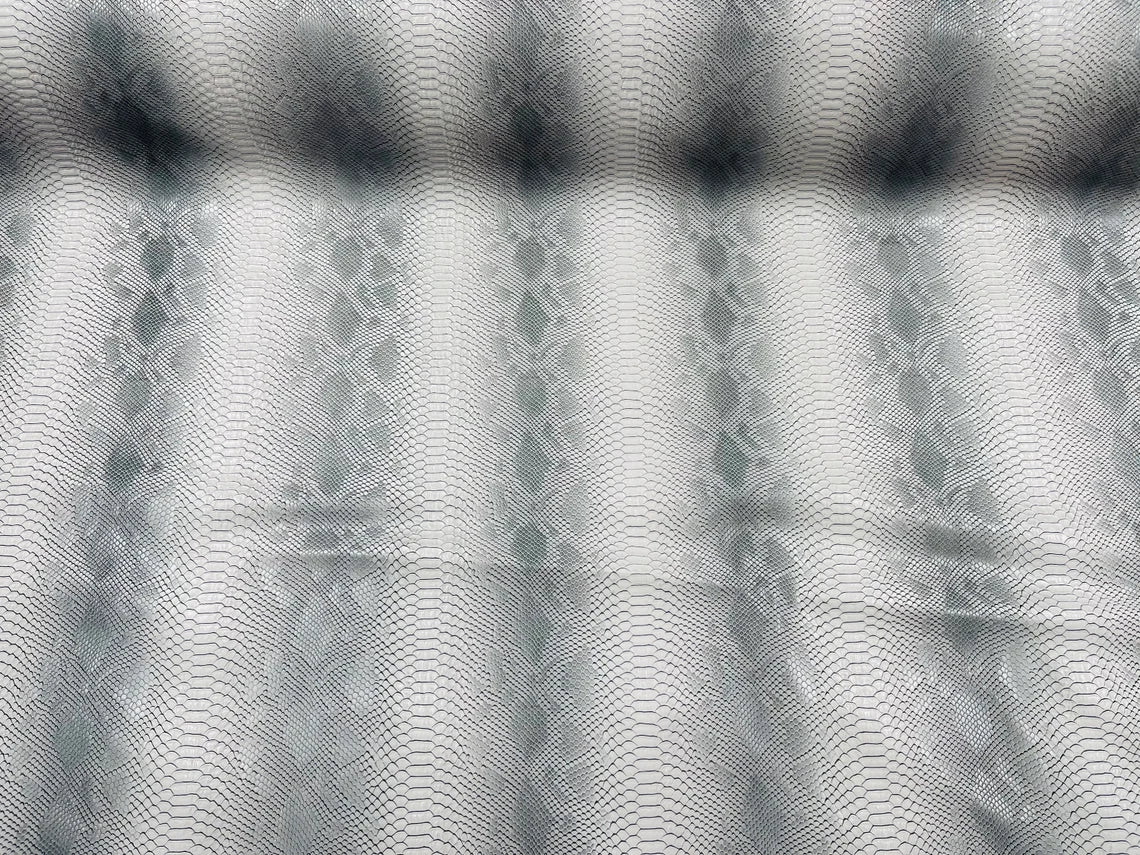 Faux Snake Skin Vinyl Fabric - Silver - High Quality Vinyl Snake Animal Print Fabric By Yard