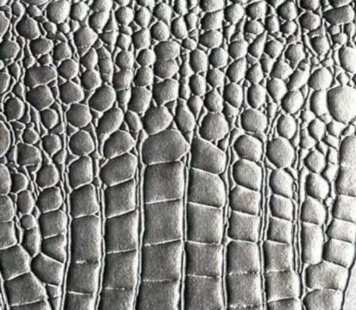 Faux Alligator Skin Vinyl Fabric - Silver - High Quality Vinyl Alligator Animal Print Fabric By Yard