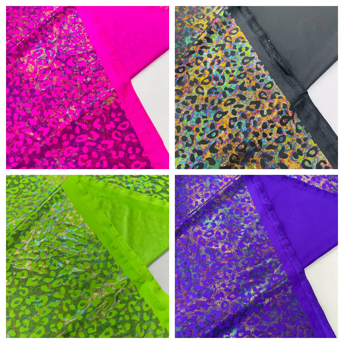 Leopard Oil Spill Metallic Print on a Stretch Nylon Spandex Tricot/Milliskin -Sold by the yard