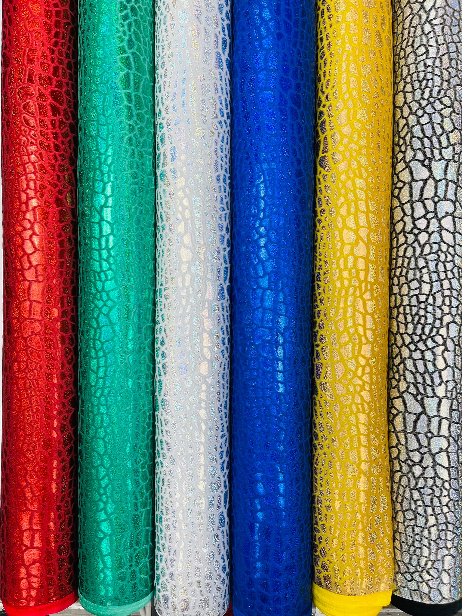 Dragon Skin Foil Design On A Stretch Velvet Fabric | Sold By The Yard.