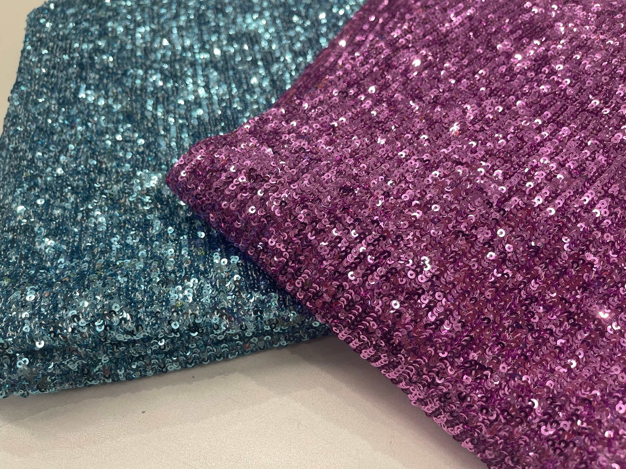 Chain shiny clear sequins design on a 4 way stretch mesh fabric -Sold by the yard.