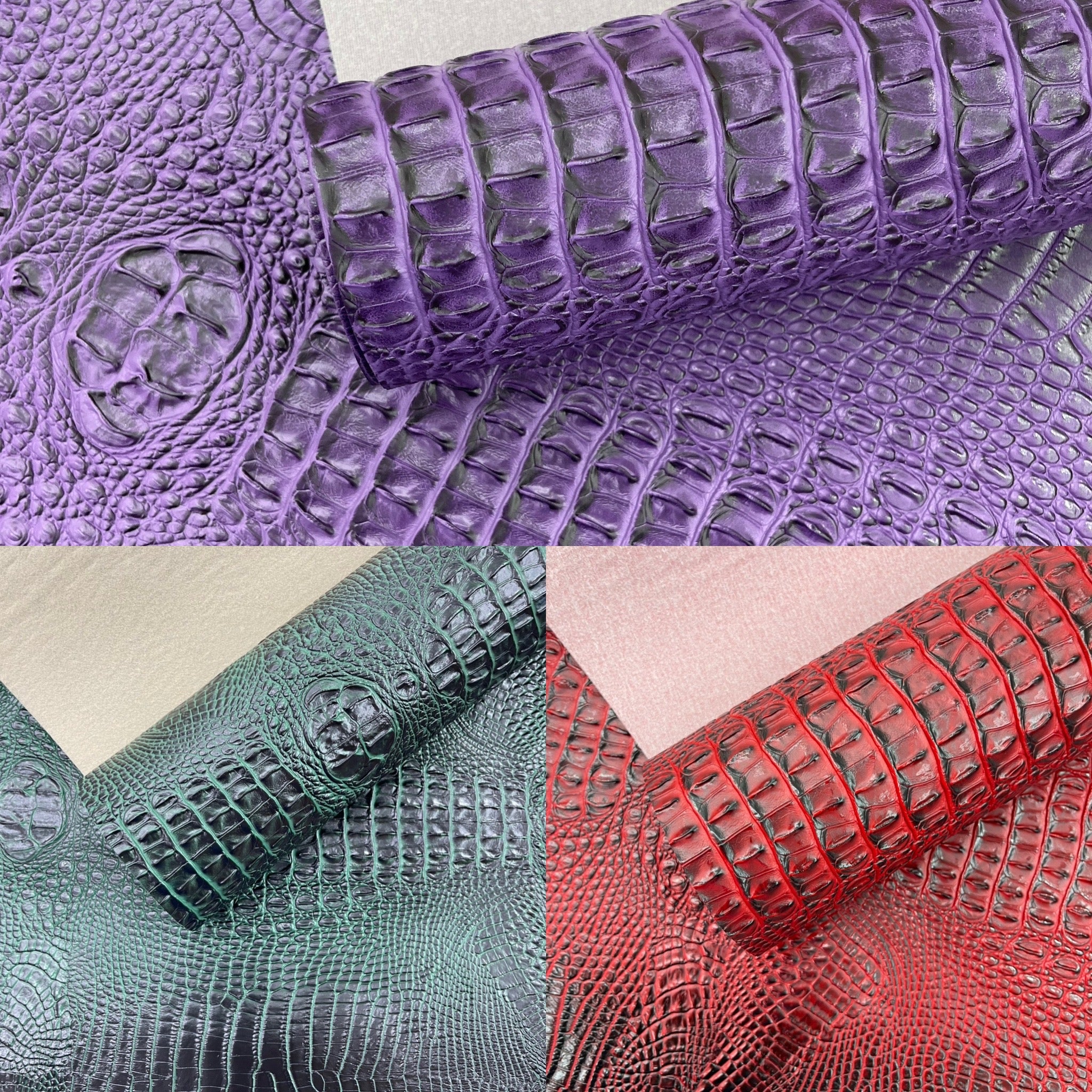 Florida Gator 3D Embossed Vinyl Fabric / 2 Tone Crocodile Vinyl Leather 54" Wide