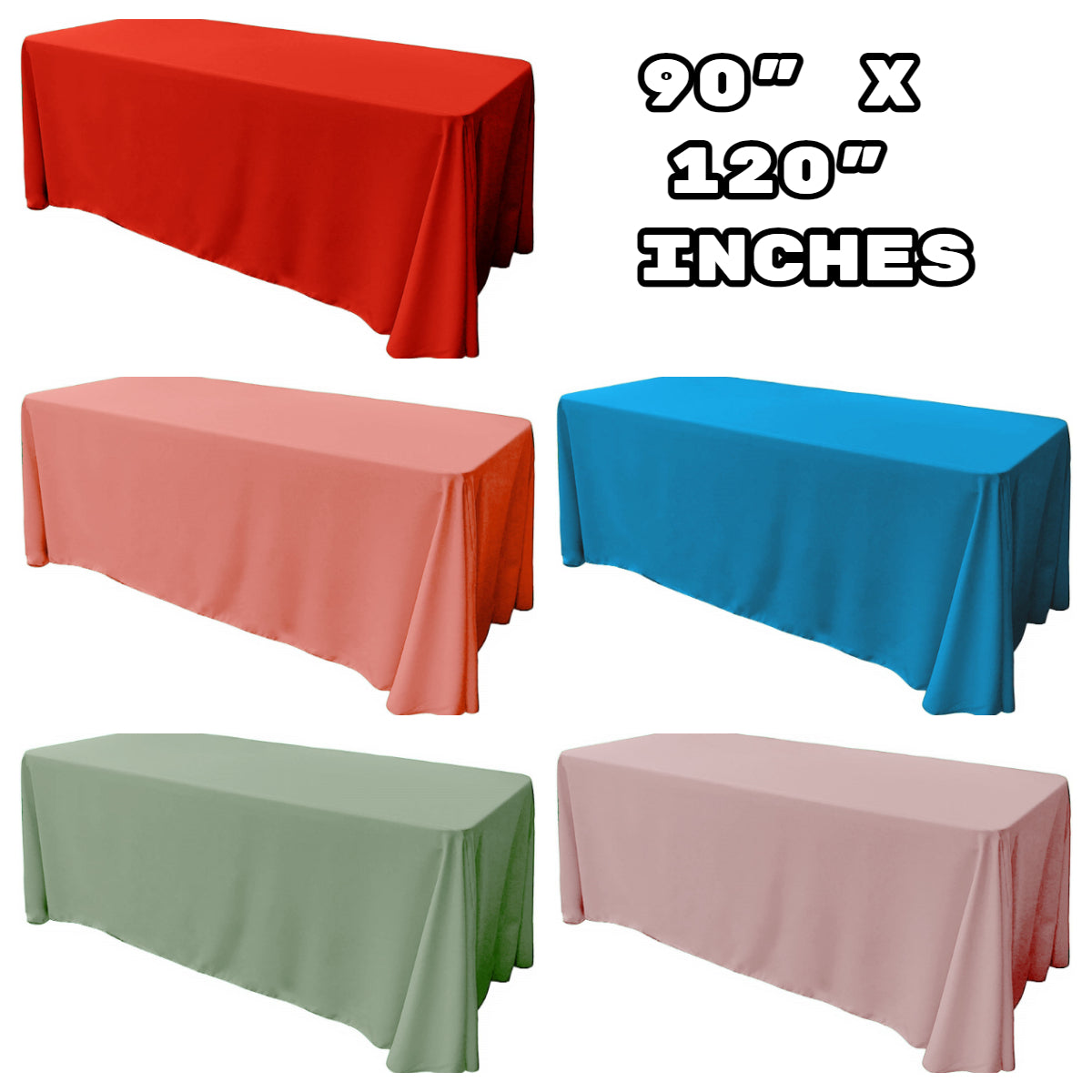 90" X 120" Rectangular Tablecloth Polyester Poplin / Party Supply / Choose Size Below.