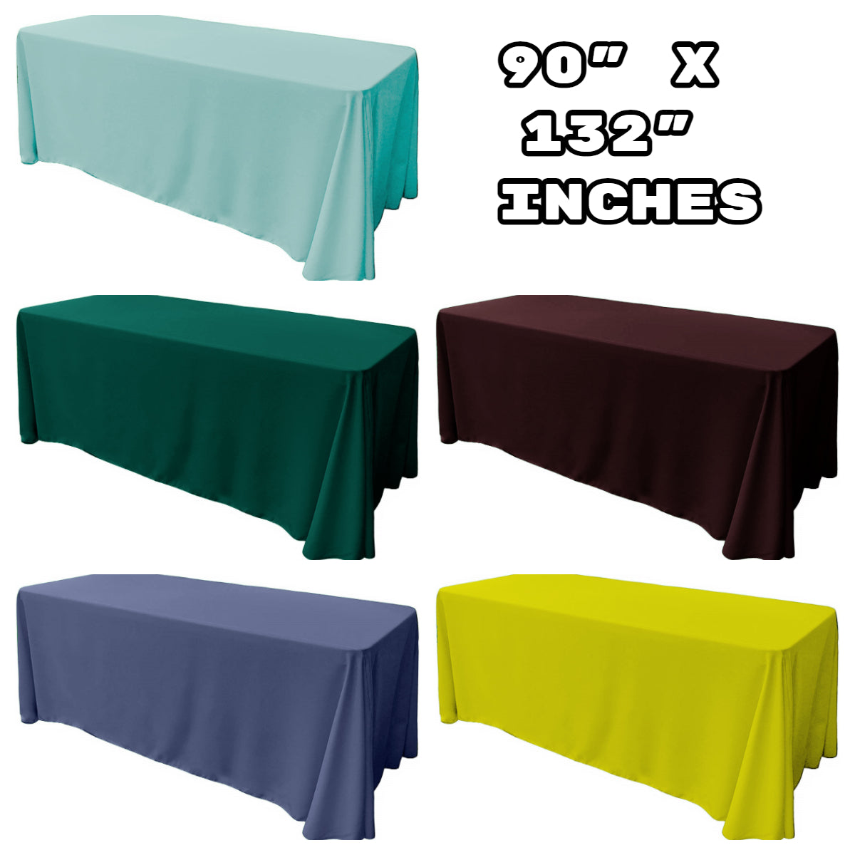 90" X 132" Rectangular Tablecloth Polyester Poplin / Party Supply / Choose Size Below.