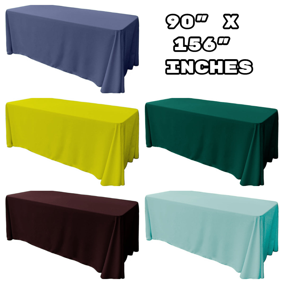 90" X 156" Rectangular Tablecloth Polyester Poplin / Party Supply / Choose Size Below.