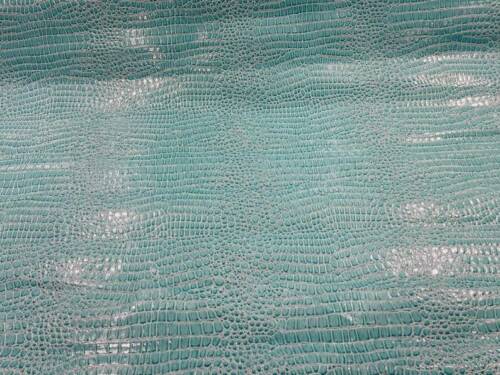 Faux Alligator Skin Vinyl Fabric - Aqua - High Quality Vinyl Alligator Animal Print Fabric By Yard