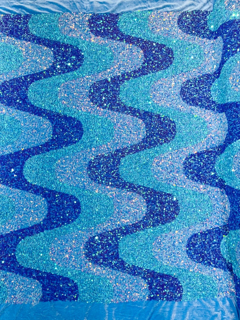 Sequin Wave stretch velvet all over 5mm shining sequins 2-way stretch, sold by the yard