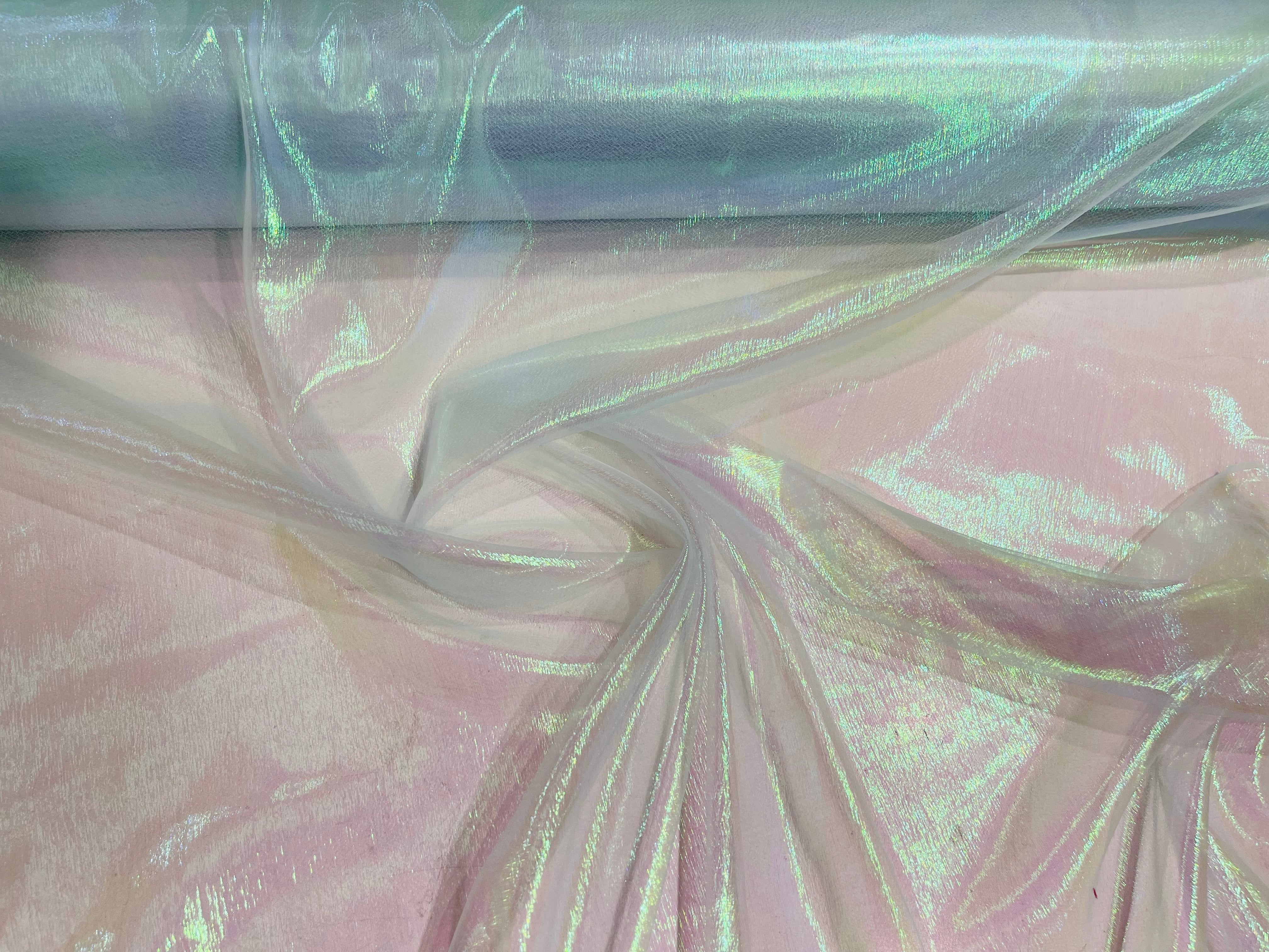 Crush 40-45 Inches Wide 100% Polyester Soft Light Weight, Sheer, See Through iridescent Organza Fabric-Sold By The Yard.