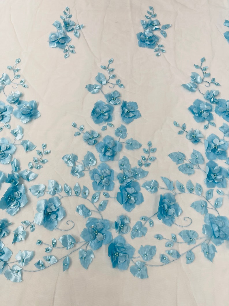 3D FLOWER PEARL LACE SINGLE BORDER (by the yard)