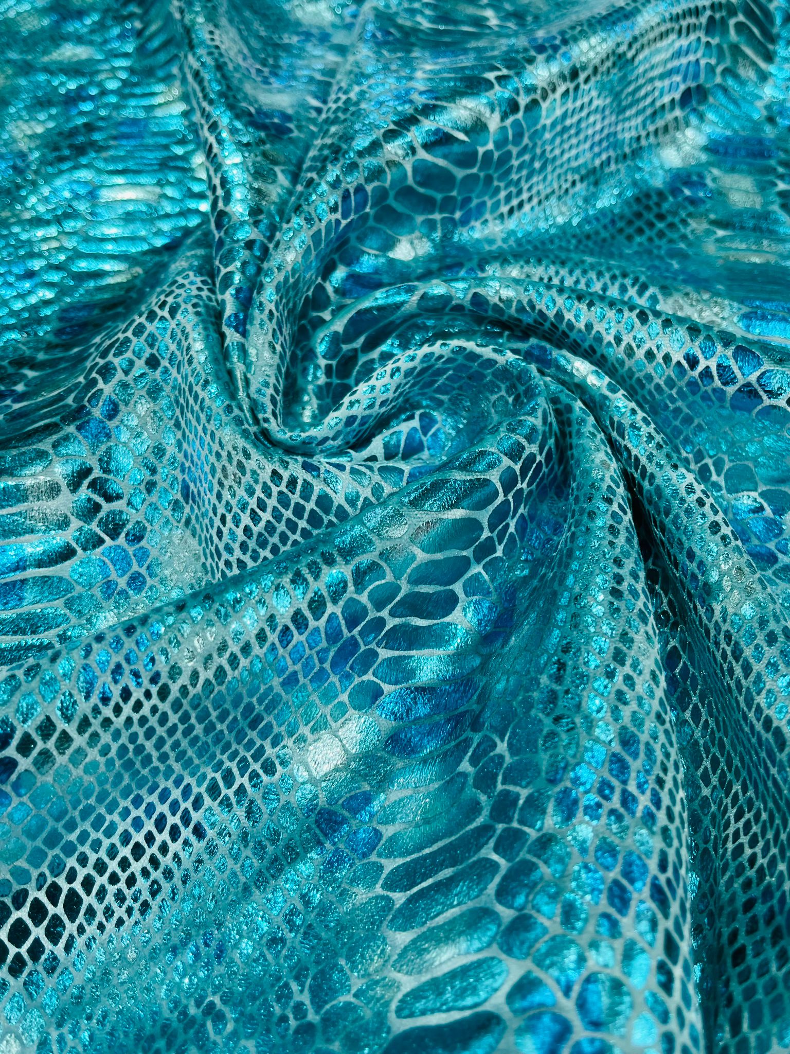 Illusion foil Snake design on a stretch velvet fabric-Sold by the yard