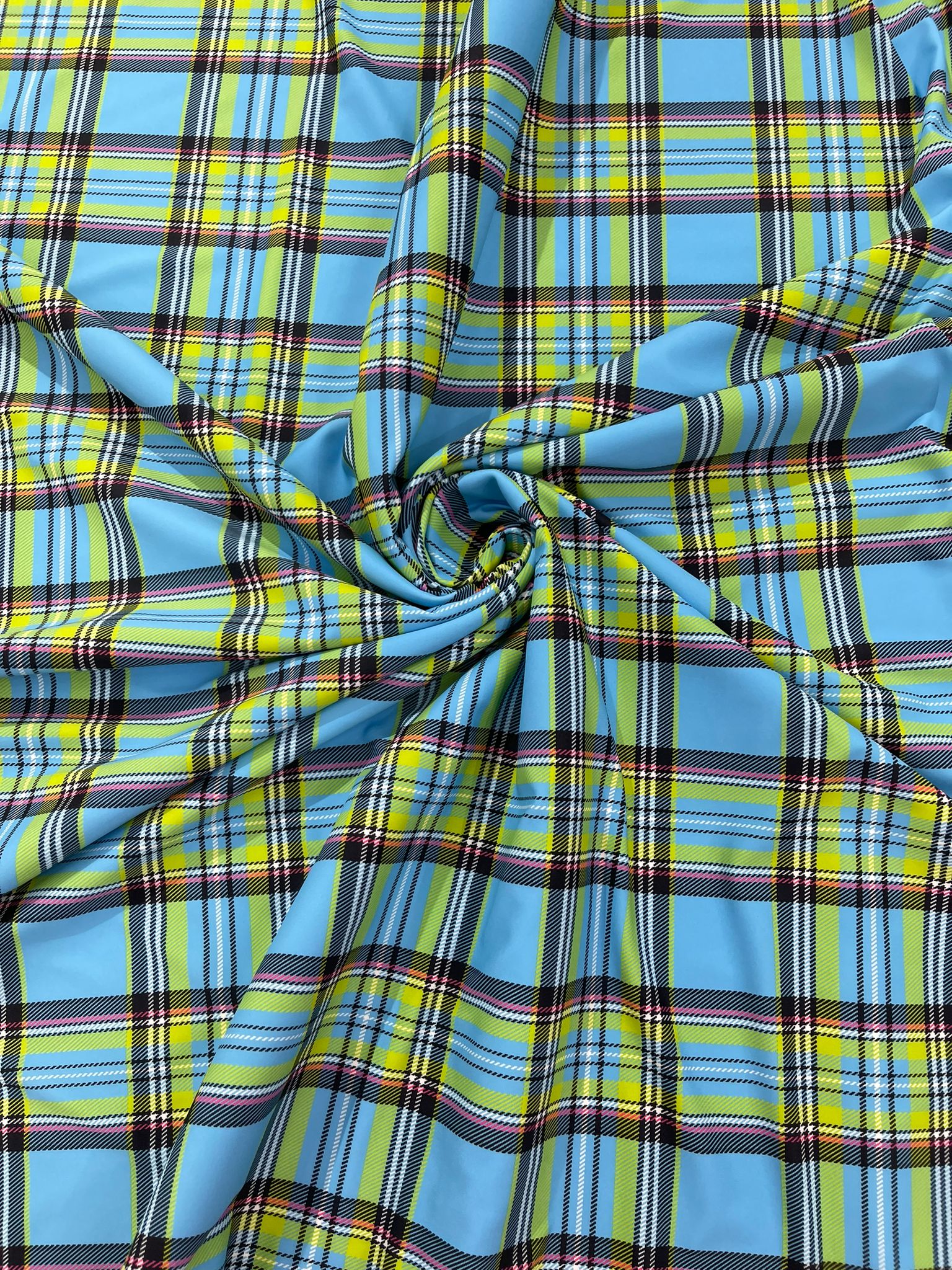 PLAID MULTICOLOR CHECKERED SPANDEX (by the yard)