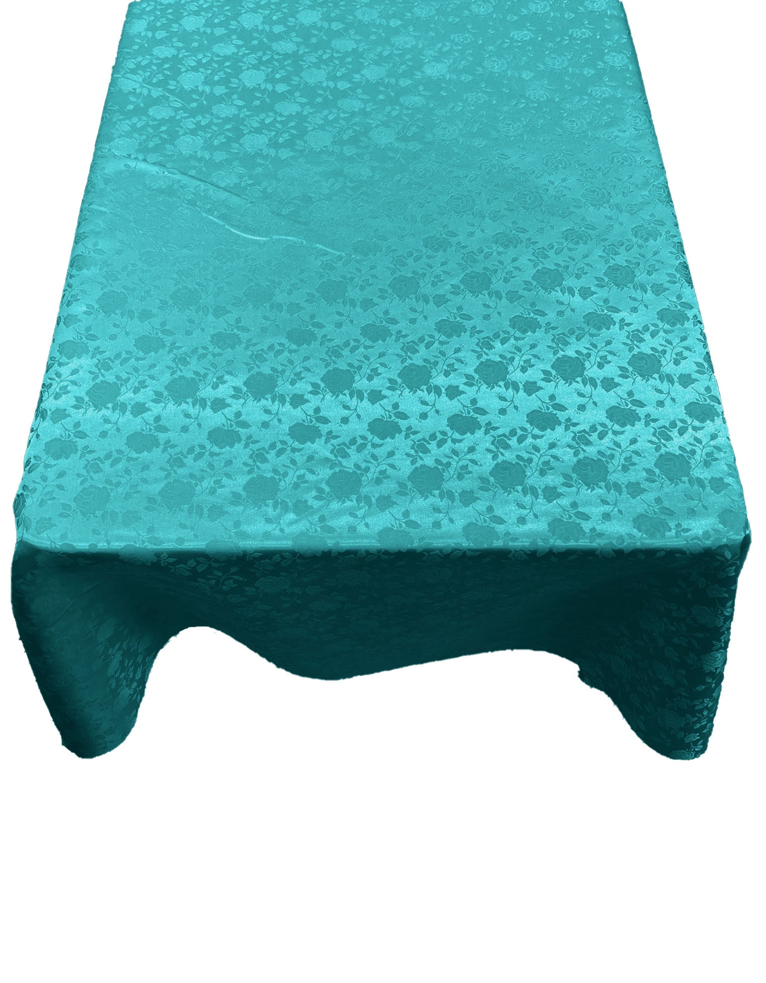 Roses Jacquard Satin Rectangular Tablecloth Seamless/Party Supply. (60 Inches x 84 Inches)