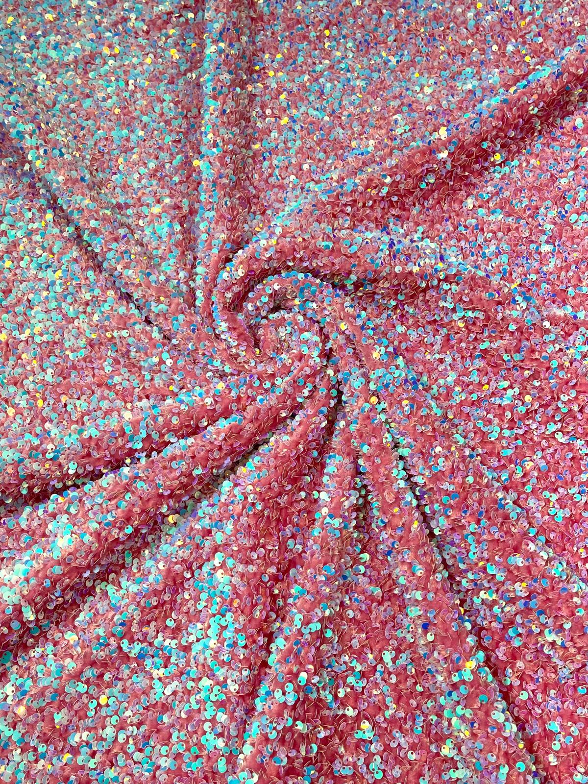 Sequin Velvet Stretch 5mm fabric 58"Wide-Prom-Nightgown fabric- Sold by the yard.