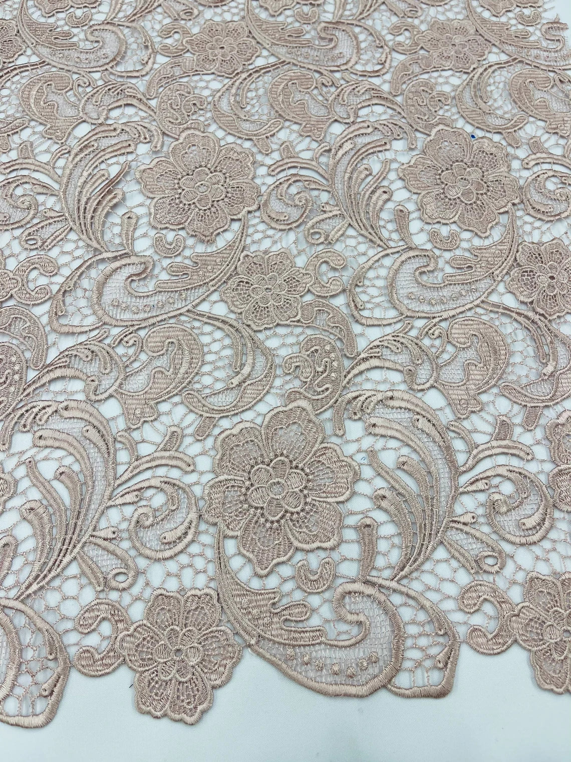 Floral Design Guipure Fabric - Blush - Floral Lace Guipure Wedding Bridal Dress Fabrics by the Yard