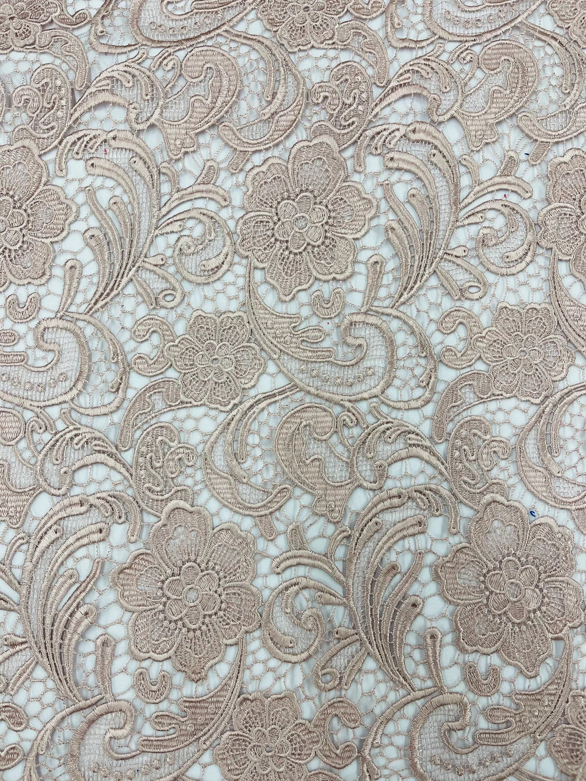 Floral Design Guipure Fabric - Blush - Floral Lace Guipure Wedding Bridal Dress Fabrics by the Yard