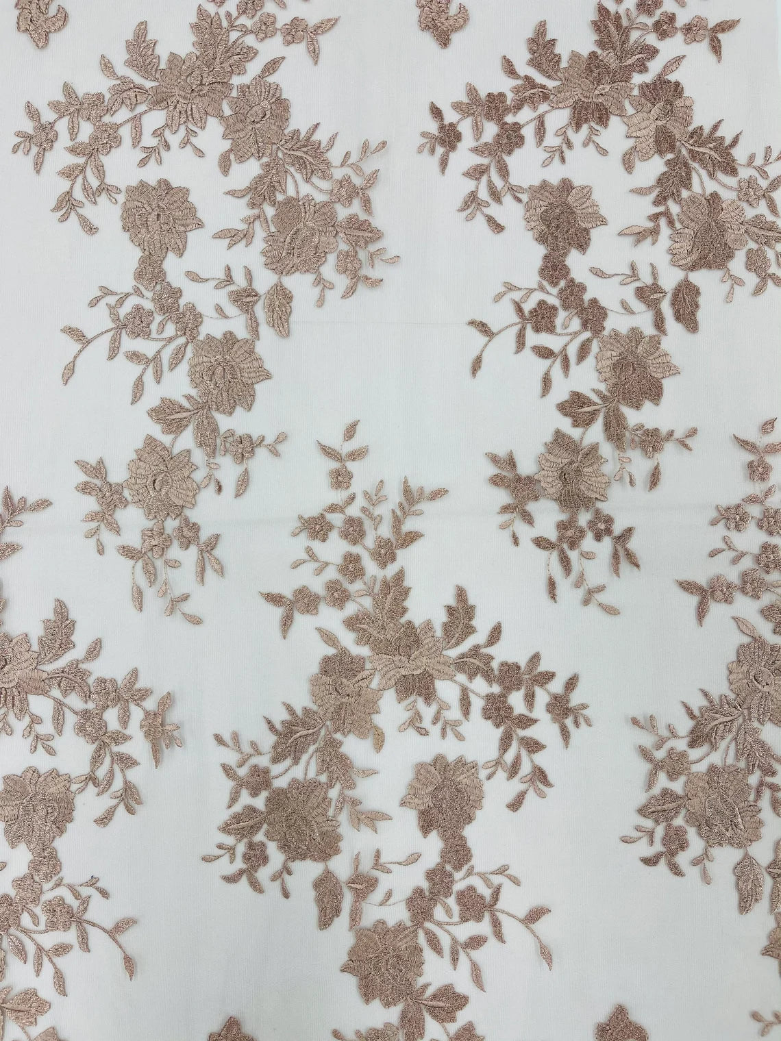 Damask Design Lace Fabric - Blush - Embroidered Damask Fancy Beautiful Design Lace Fabric By Yard