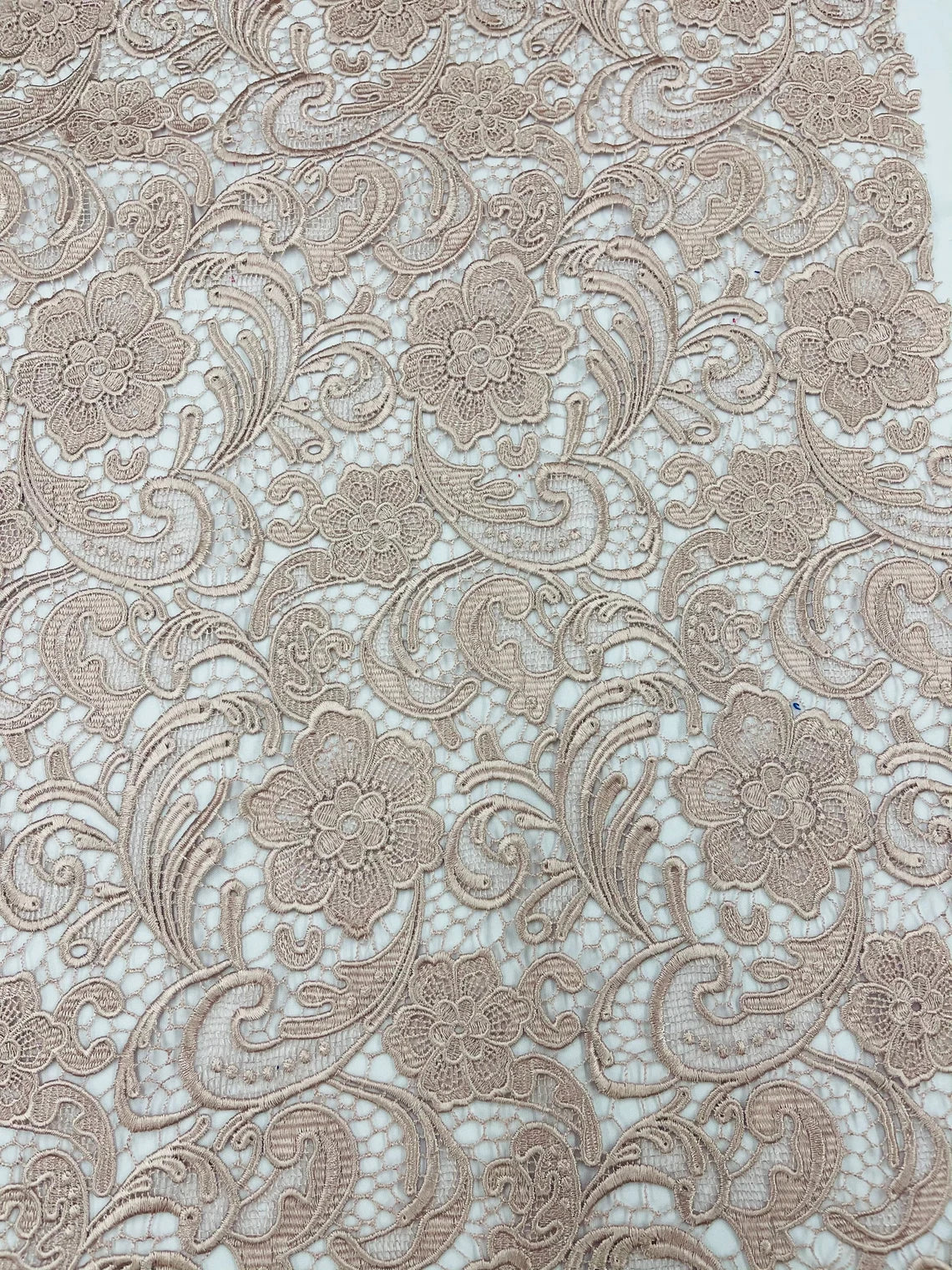 Floral Design Guipure Fabric - Blush - Floral Lace Guipure Wedding Bridal Dress Fabrics by the Yard