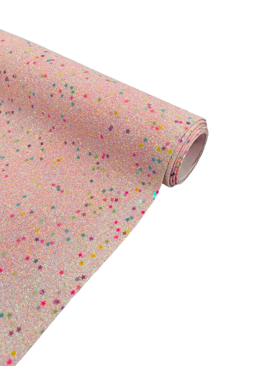 Stardust Shine Glitter Vinyl Fabric - Blush Pink Iridescent - Star Dust Design Glitter Vinyl Fabric Sold By Yard