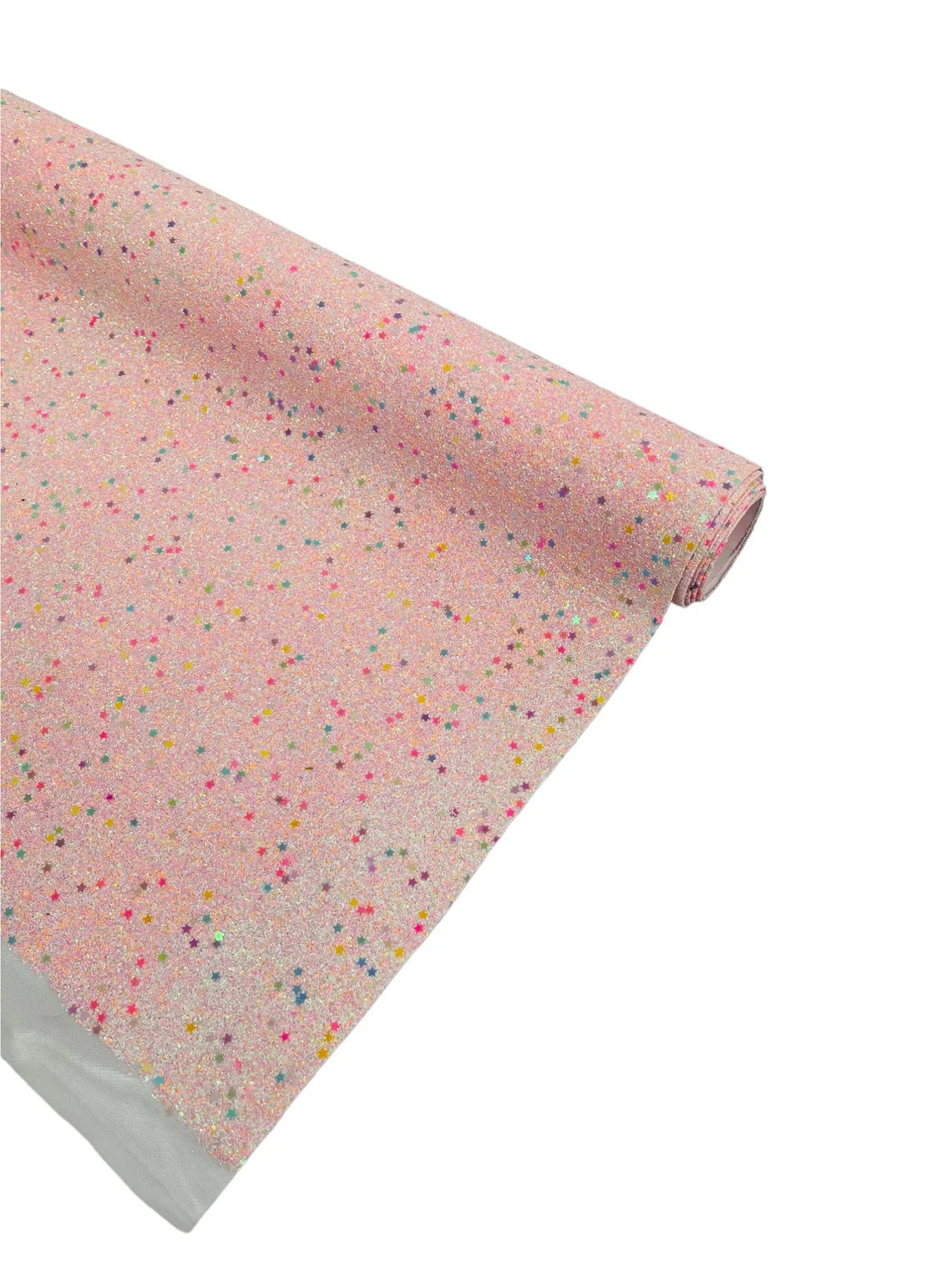 Stardust Shine Glitter Vinyl Fabric - Blush Pink Iridescent - Star Dust Design Glitter Vinyl Fabric Sold By Yard