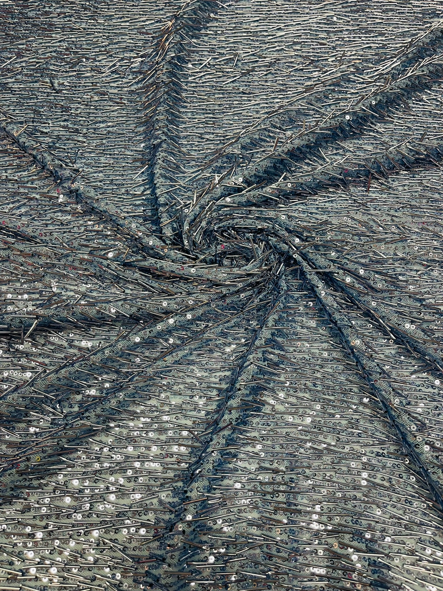 Vegas Beaded Sequin Stretch Mesh Fabric (By The Yard)