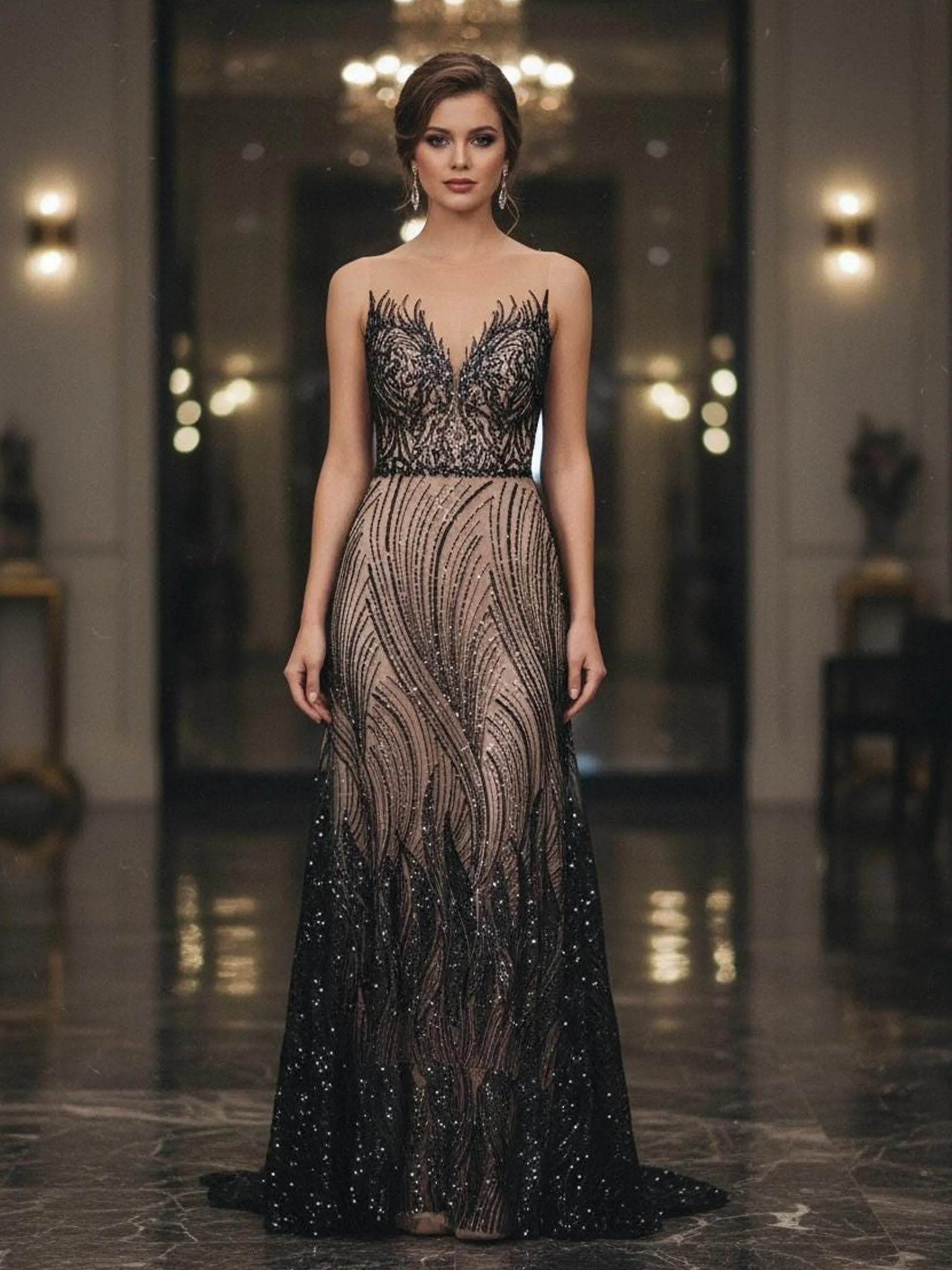 Flame Fashion Beaded Lace Fabric| Prom| Wedding| By The Yard.
