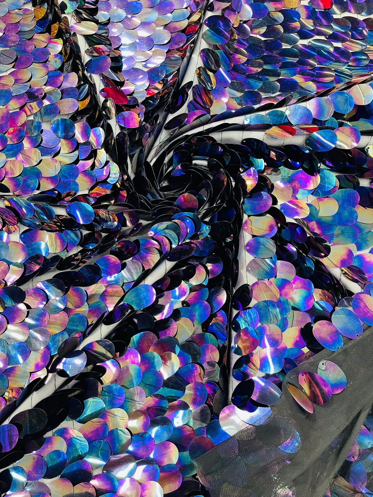 Jumbo Sequins Oval Sequin Paillette/Tear Drop Mermaid Big Sequins Fabric Mesh/ 54 Inches Wide.