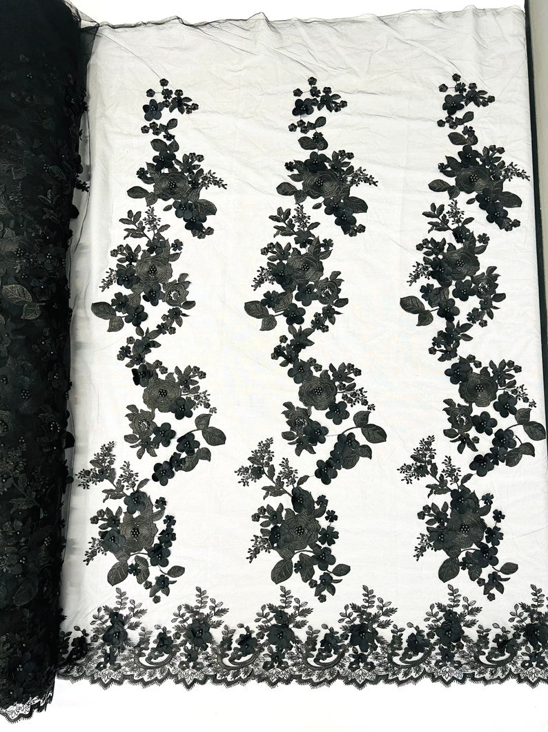 3D FLOWER PANELS LACE (by the yard)