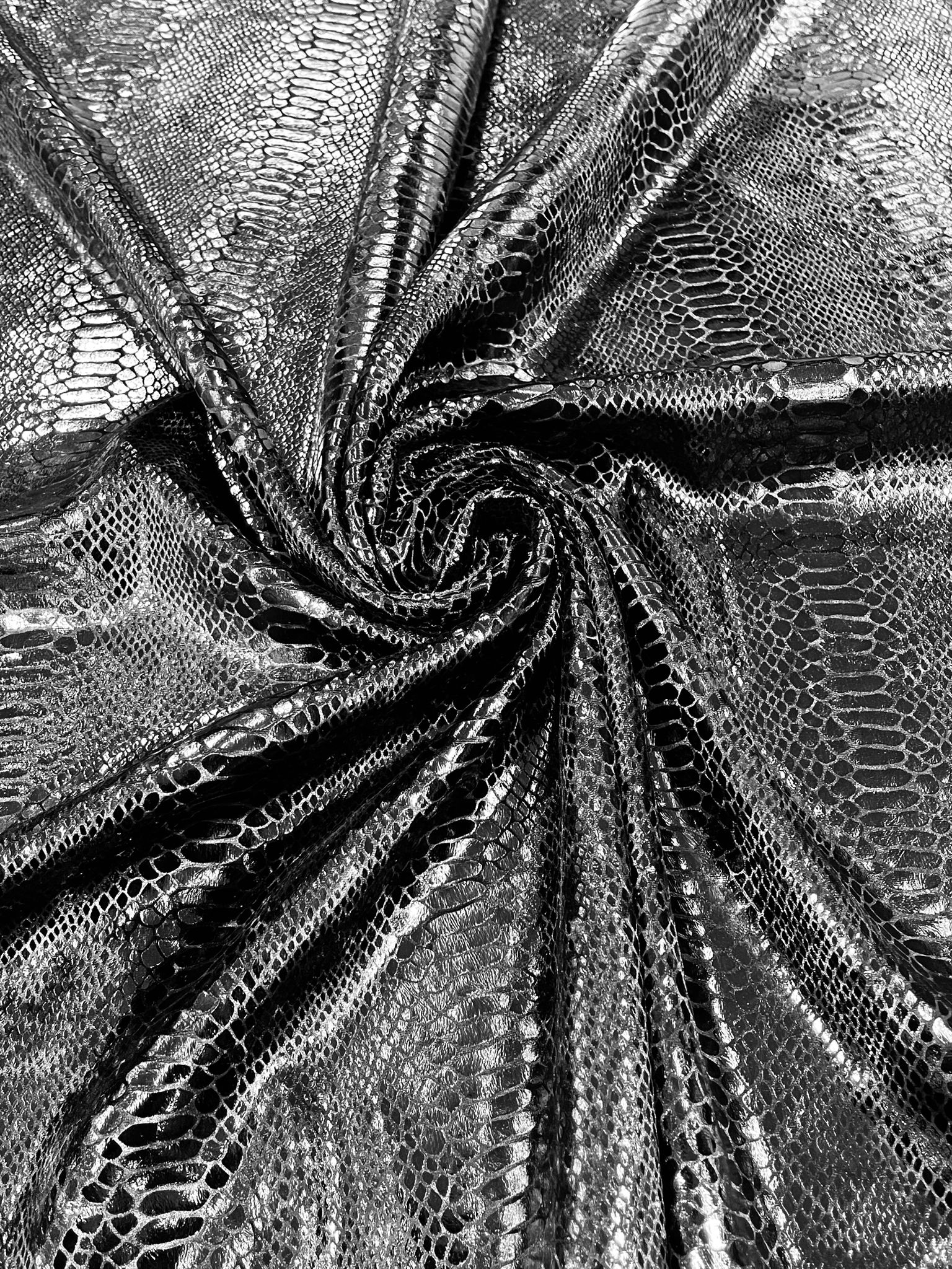 Illusion foil Snake design on a stretch velvet fabric-Sold by the yard