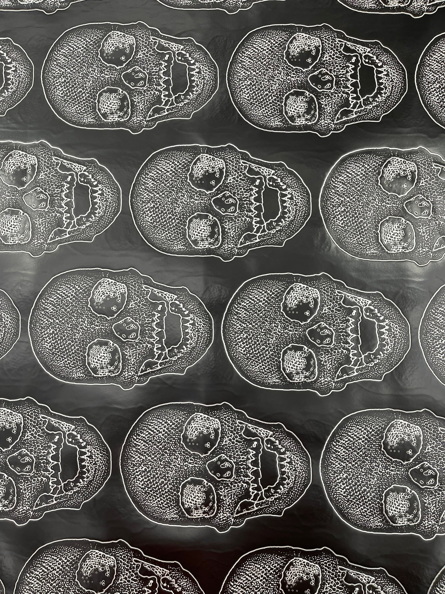 Skull Embossed Fake Leather Upholstery, 3D Faux Leather PVC Vinyl Fabric.