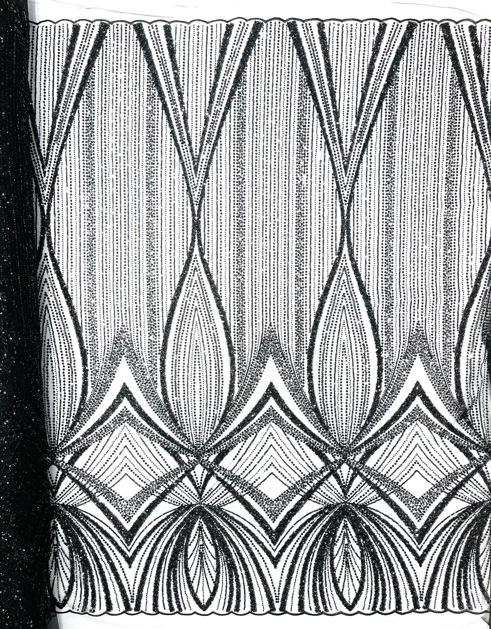 Geometric New York Fashion Beaded Lace, By The Yard.
