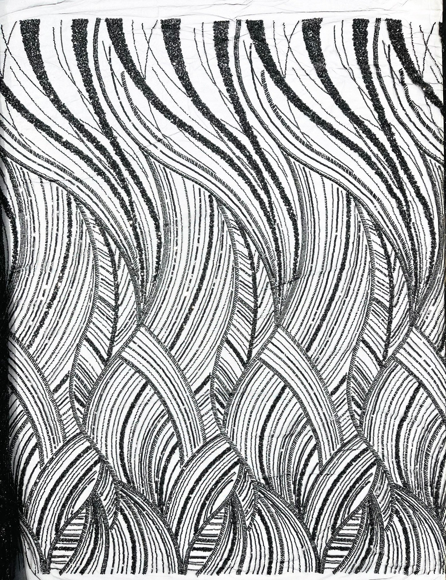 Luxury Feather Damask Beaded Lace Fabric| Prom| Wedding| By The Yard.