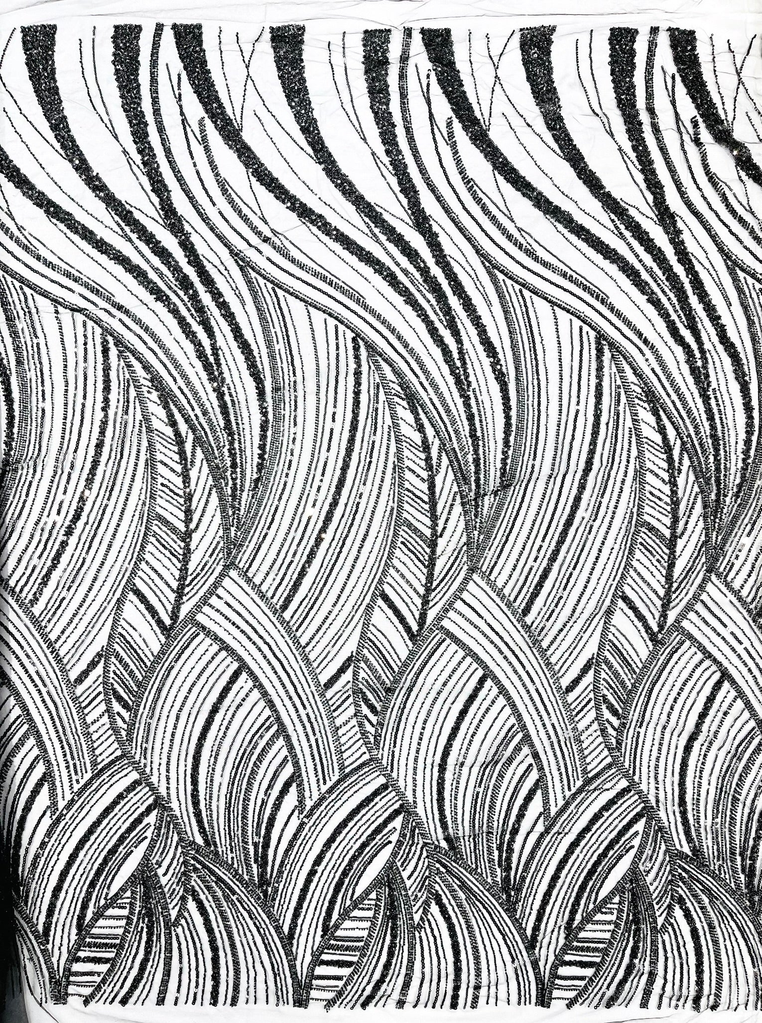 Luxury Feather Damask Beaded Lace Fabric| Prom| Wedding| By The Yard.